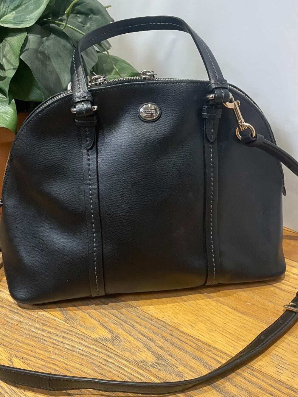 Coach Peyton Leather Black Cora Domed Satchel Model F25671